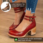 Orthopädische Lederstiefel - Blockabsatz mit doppeltem Schnallenverschluss