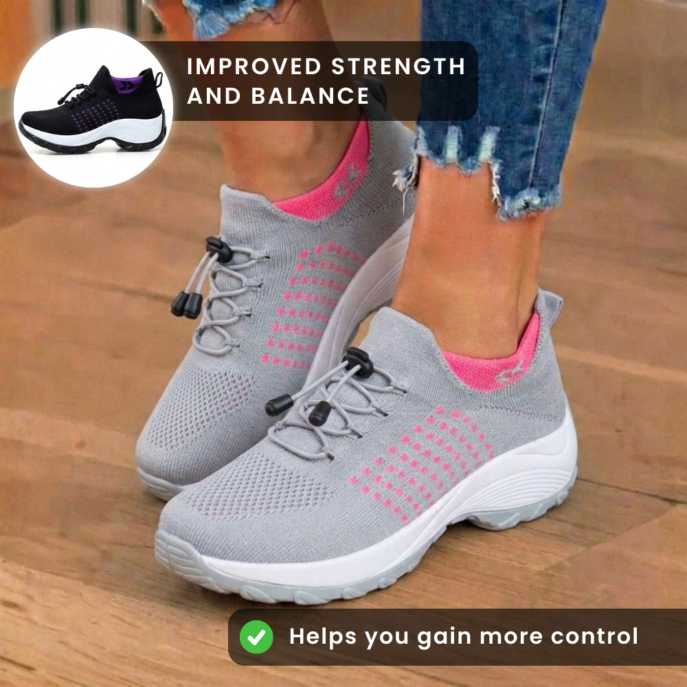 Orthopädische Strick-High-Top-Sneaker - Quick-Lace-System und Rocker-Sohle