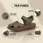 Orthopädische Leder-Komfort-Sandalen mit Kreuzriemen - Gepolsterte offene Zehe
