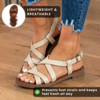 Orthopädische Leder-Gladiator-Sandalen - Kreuzriemen Knöchelschnalle