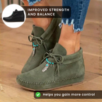 Orthopädische Leder-Mokassin-Stiefel - Feder-Charm Schnürer