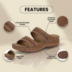 Orthopädische Leder-geflochtene Slide-Sandalen - Dreifacher Riemen Weben-Detail