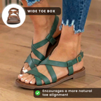 Orthopädische Leder-Gladiator-Sandalen - Kreuzriemen Knöchelschnalle