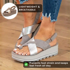 Orthopädische Plateau-Keilsandalen - Metallisch & Wildleder