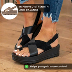 Orthopädische Plateau-Keilsandalen - Metallisch & Wildleder