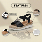 Orthopädische strukturierte Espadrille-Platform-Sandalen - Dreifache Ring-Hardware-Detail