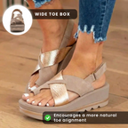 Orthopädische Plateau-Keilsandalen - Metallisch & Wildleder