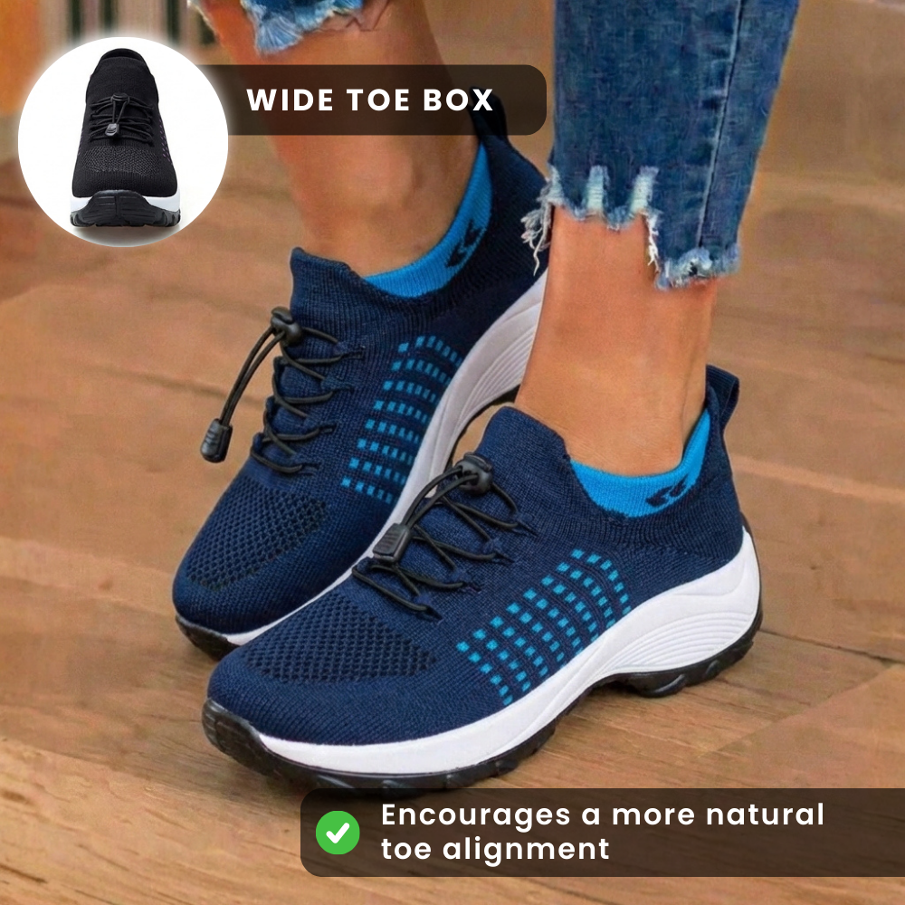 Orthopädische Strick-High-Top-Sneaker - Quick-Lace-System und Rocker-Sohle
