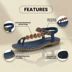 Orthopädische Leder-Perlen-Zehen-Ring-Sandalen - Blumenverzierung & handgenähtes Detail