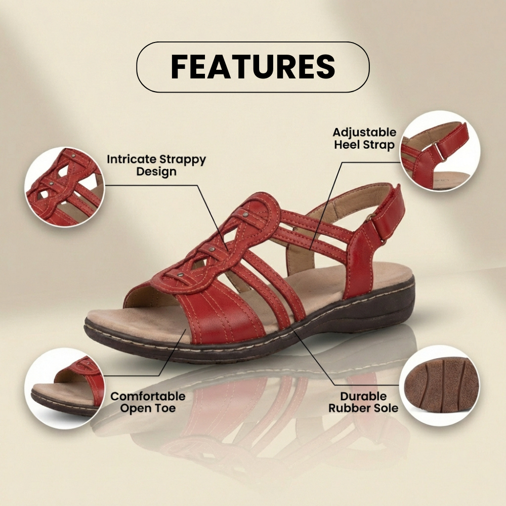 Orthopädische Leder-Gladiator-Slide-Sandalen - Keltischer Knoten & verziertes Design