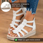 Orthopädische Leder-Gladiator-Plateausandalen - Kristall-Strass-Besatz