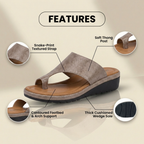 Orthopädische Leder-Zehenschlaufen-Slide-Sandalen - Gewobenes Texturtmuster