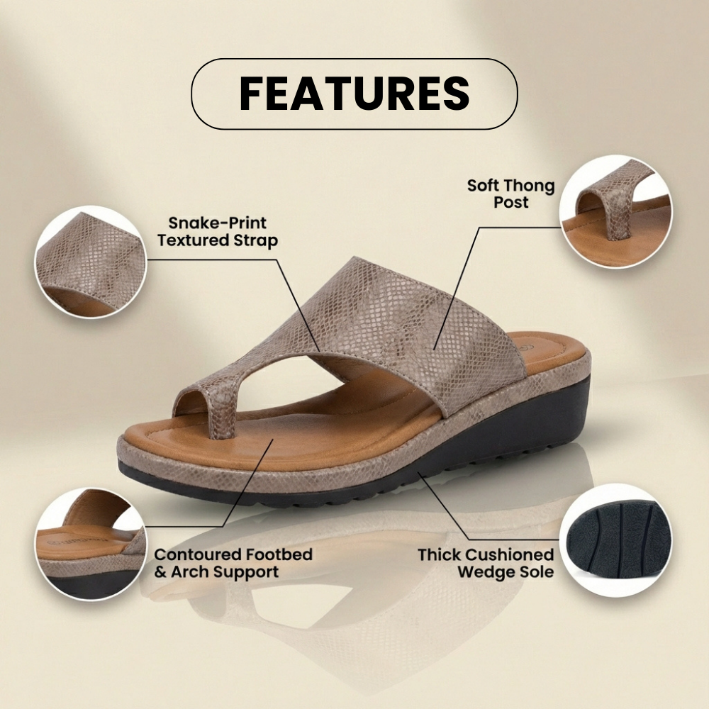 Orthopädische Leder-Zehenschlaufen-Slide-Sandalen - Gewobenes Texturtmuster