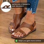 Orthopädische Leder-Ausschnitt-Slide-Sandalen - Asymmetrisches offenes Zehen-Design