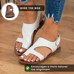 Orthopädische Leder-Ausschnitt-Slide-Sandalen - Asymmetrisches offenes Zehen-Design