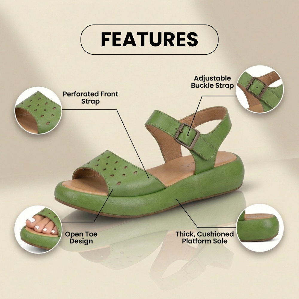Orthopädische perforierte Leder-Sandalen - Verstellbarer Knöchelriemen