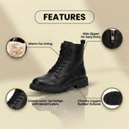 Orthopädische Leder-Kampfstiefel - Sherpa-gefütterte Schnürverschluss-Design