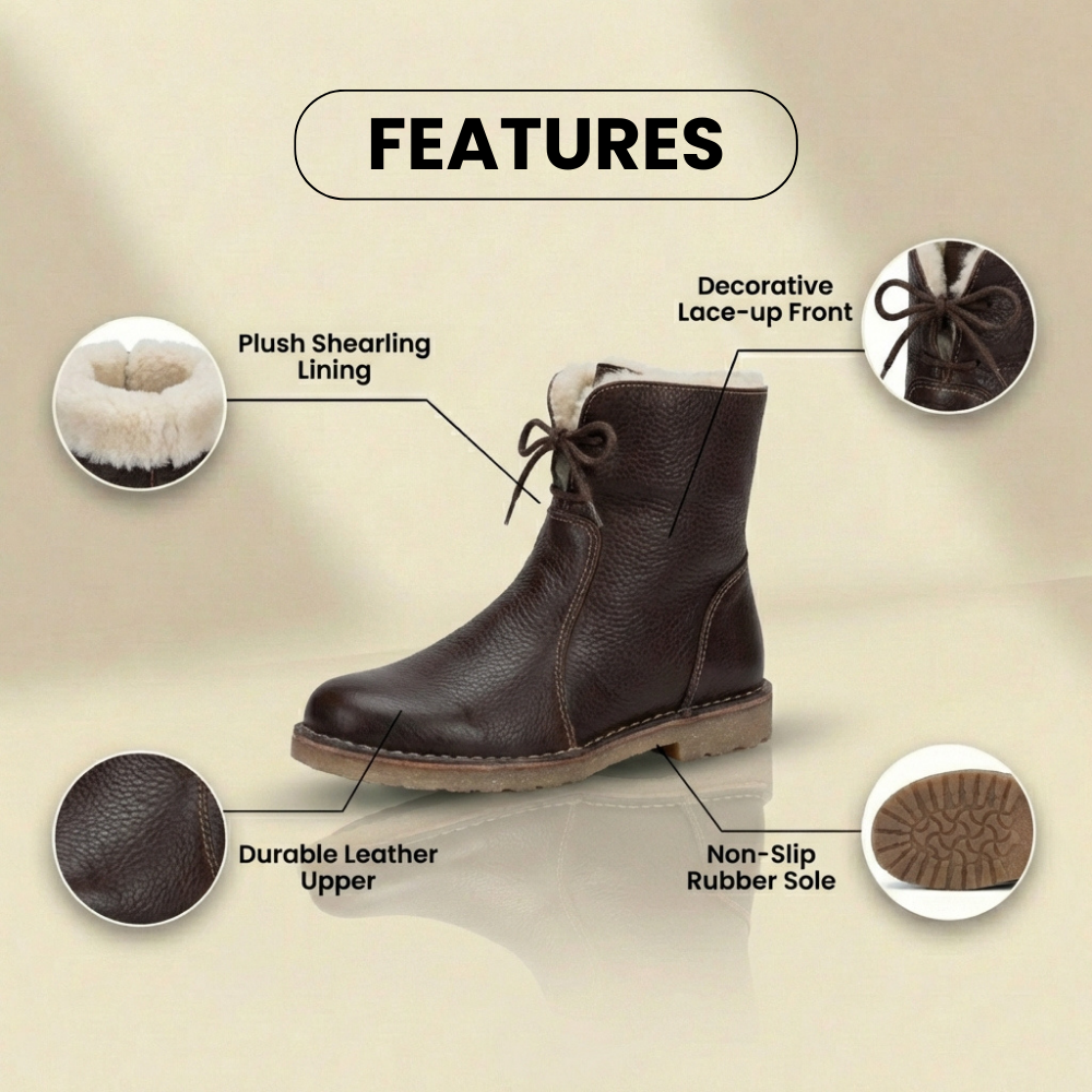 Orthopädische Leder-Sherpa-gefütterte Knöchel-Stiefel - Schnür-Winterdesign