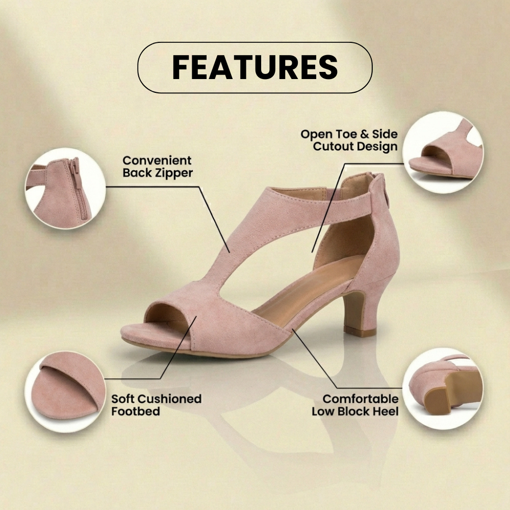 Orthopädische Leinen-Blockabsatz-Sandalen - T-Träger-Zehen-Ausschnitt-Design