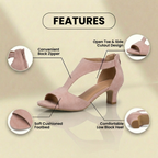 Orthopädische Leinen-Blockabsatz-Sandalen - T-Träger-Zehen-Ausschnitt-Design