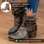 Orthopädische Leder-Multi-Riemen-Knöchelstiefel - Seitenschluss-Schnalle