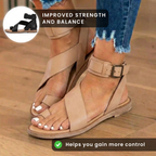 Orthopädische Wildleder-Knöchelriemen-Gladiatoren-Sandalen - breiter Schnallenriemen