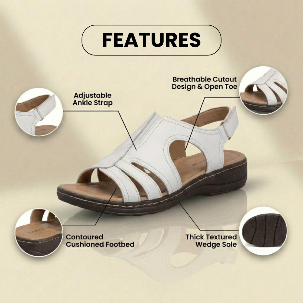 Orthopädische Leder-Welle-Ausschnitt-Sandalen - Gekrümmtes Konturdesign