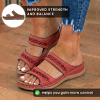 Orthopädische Leder-geflochtene Slide-Sandalen - Dreifacher Riemen Weben-Detail