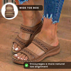 Orthopädische Leder-geflochtene Slide-Sandalen - Dreifacher Riemen Weben-Detail