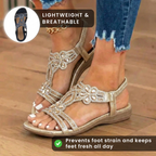 Orthopädische verzierte Keilsandalen - Strass-Blumenmuster & elastisches Slingback