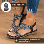 Orthopädische verzierte Keilsandalen - Strass-Blumenmuster & elastisches Slingback