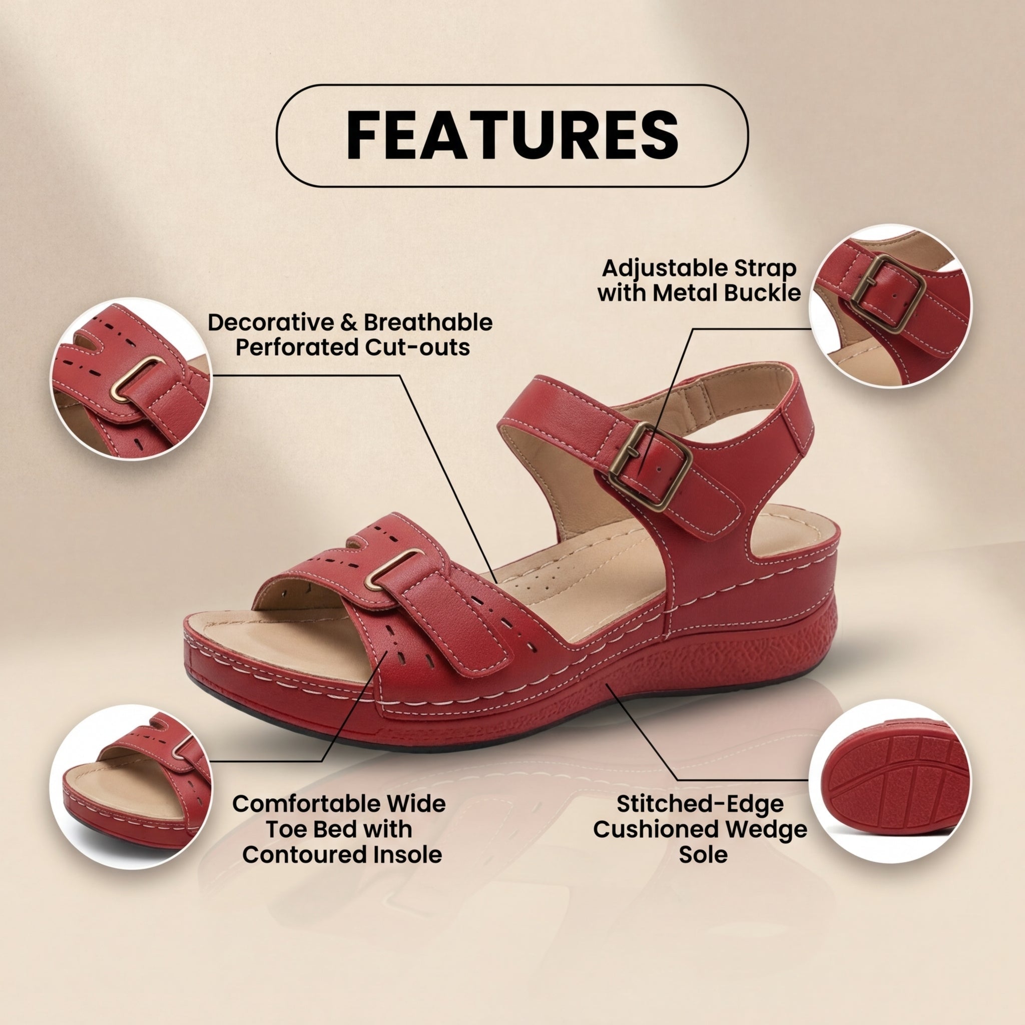 Vintage inspirierte orthopädische Sandalen