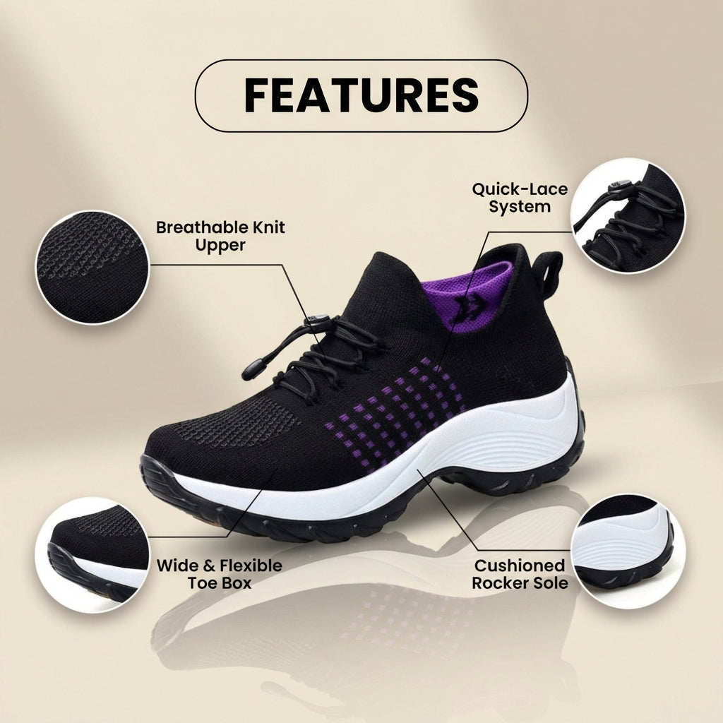Orthopädische Strick-High-Top-Sneaker - Quick-Lace-System und Rocker-Sohle