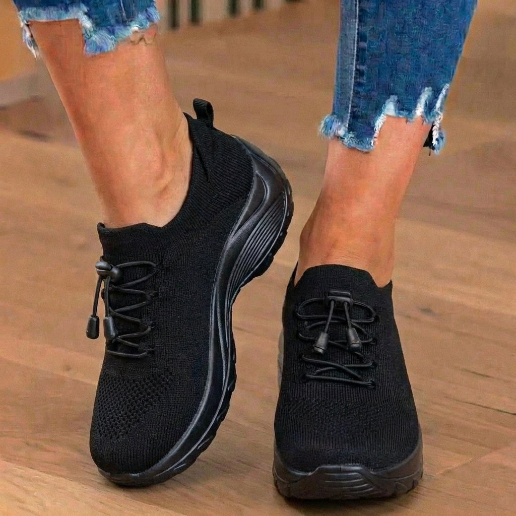 Orthopädische Strick-High-Top-Sneaker - Quick-Lace-System und Rocker-Sohle