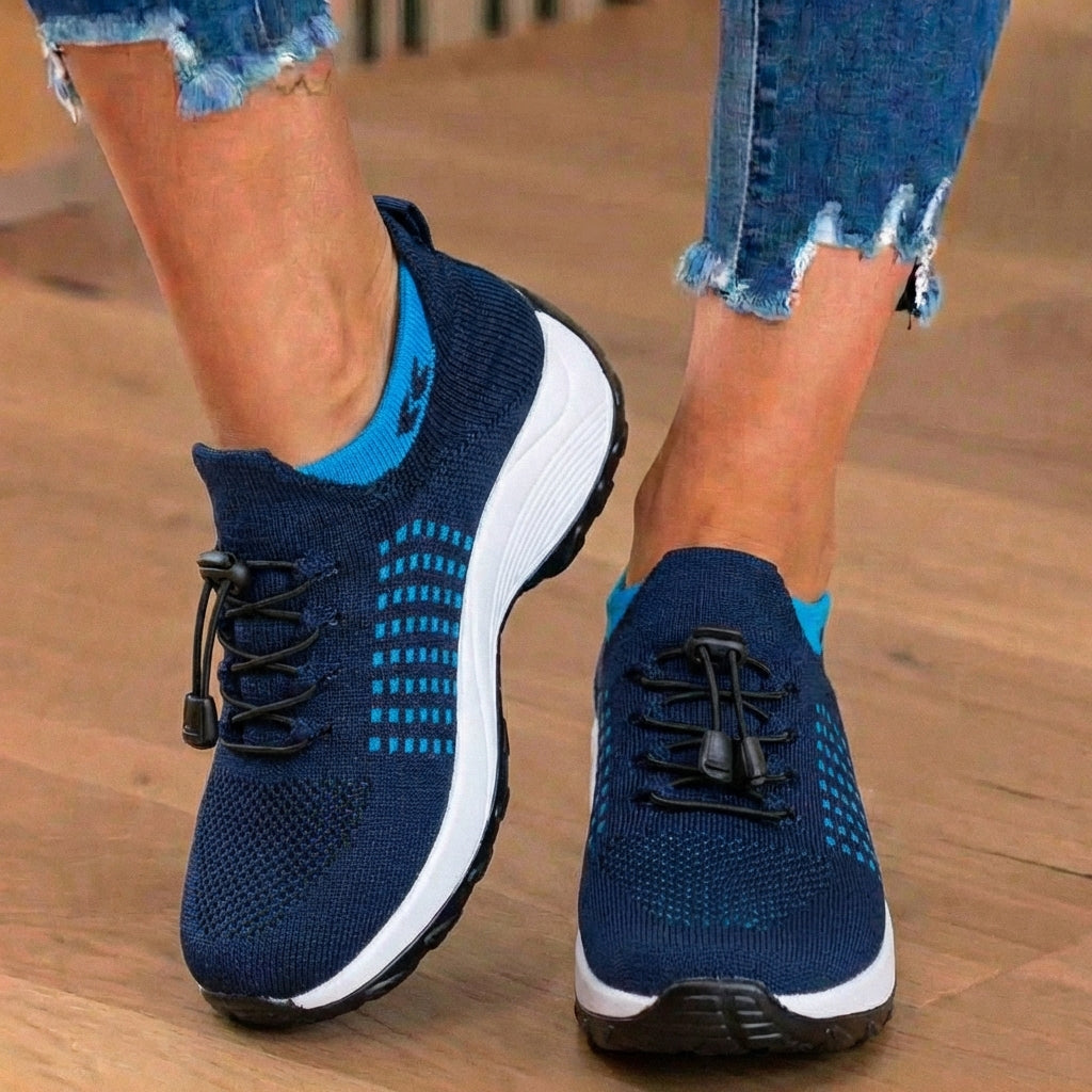 Orthopädische Strick-High-Top-Sneaker - Quick-Lace-System und Rocker-Sohle
