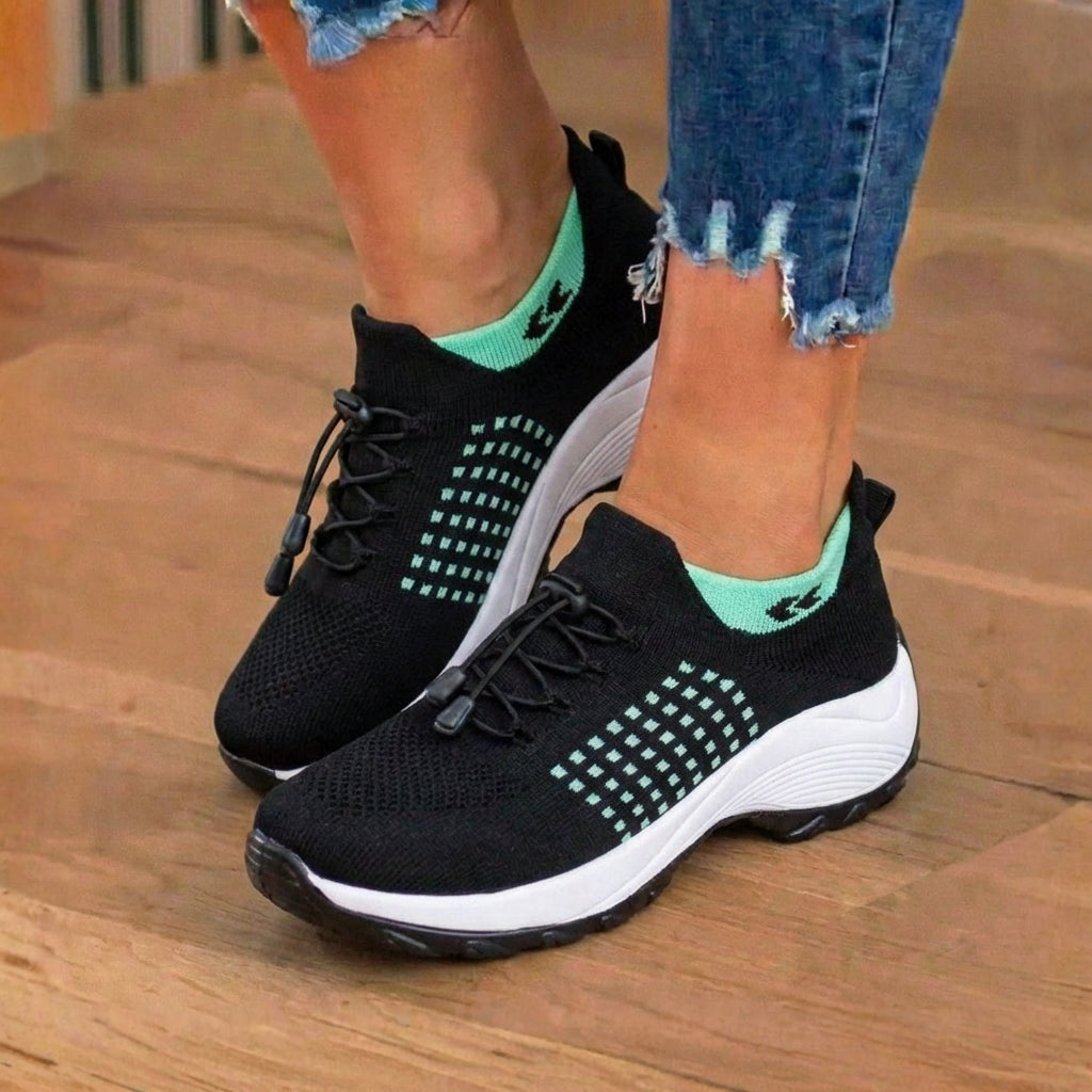 Orthopädische Strick-High-Top-Sneaker - Quick-Lace-System und Rocker-Sohle