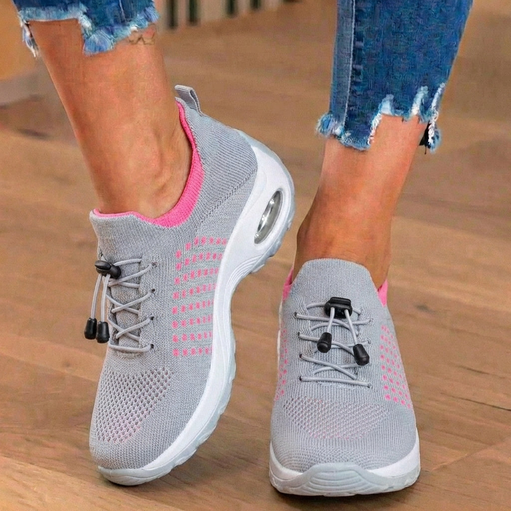 Orthopädische Strick-High-Top-Sneaker - Quick-Lace-System und Rocker-Sohle