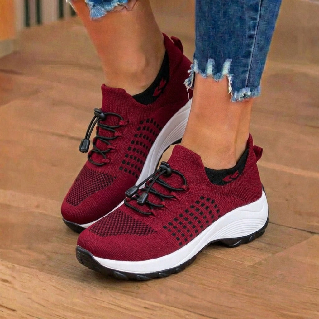 Orthopädische Strick-High-Top-Sneaker - Quick-Lace-System und Rocker-Sohle