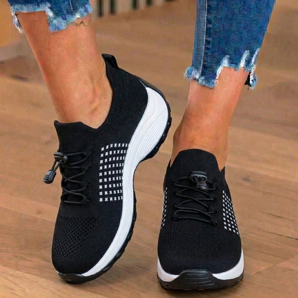 Orthopädische Strick-High-Top-Sneaker - Quick-Lace-System und Rocker-Sohle