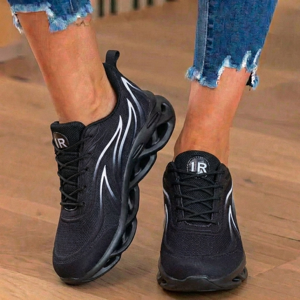 Orthopädische Mesh-Athletic-Sneaker - Flammen-Muster und Blade-Sohle