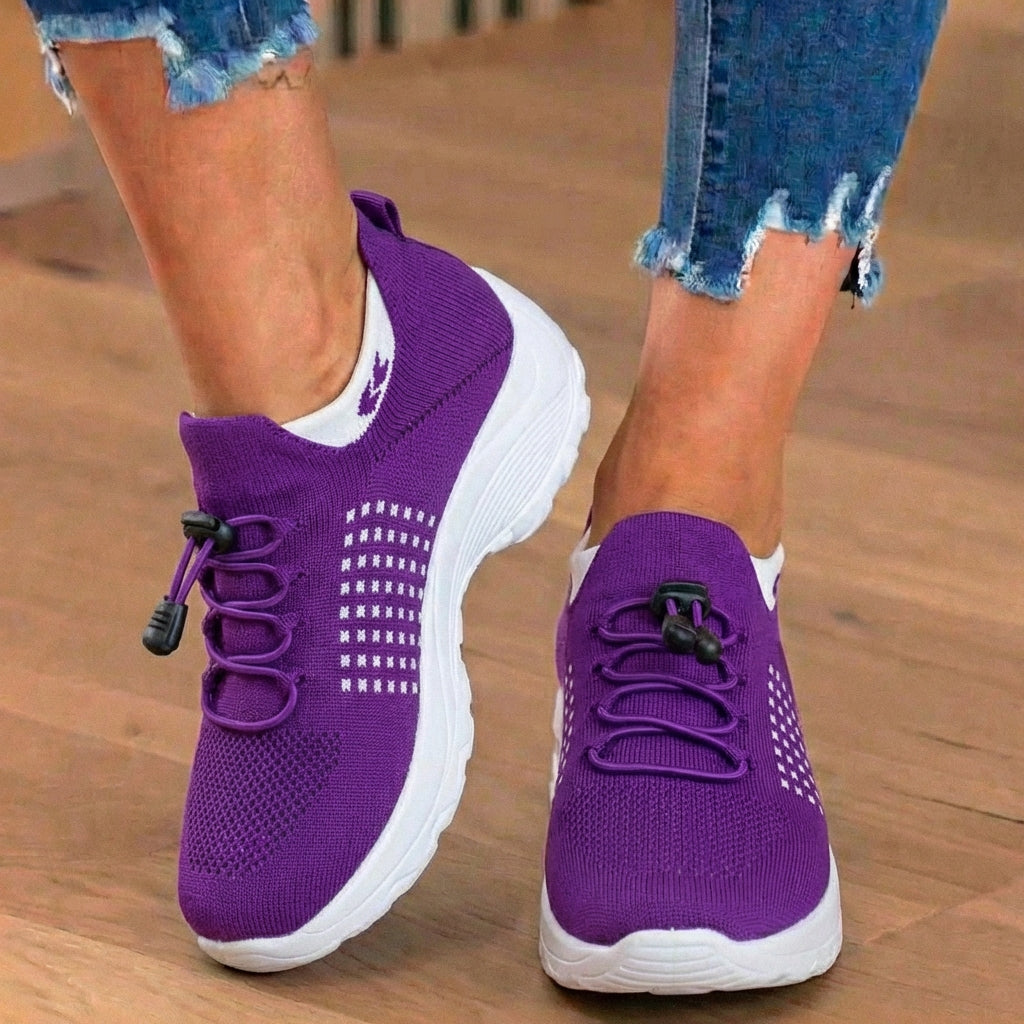 Orthopädische Strick-High-Top-Sneaker - Quick-Lace-System und Rocker-Sohle