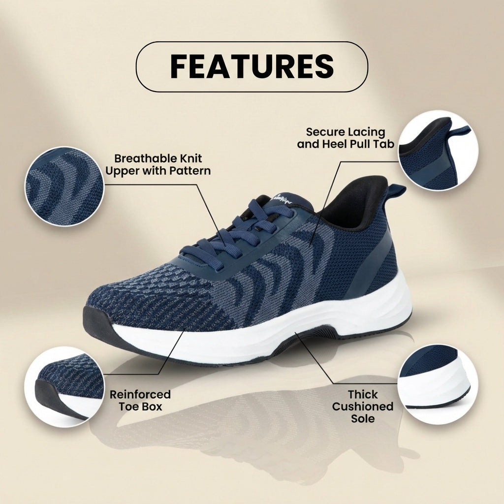 Orthopädische Strick-Athletic-Sneaker - Wellenmuster und gepolsterte Sohle