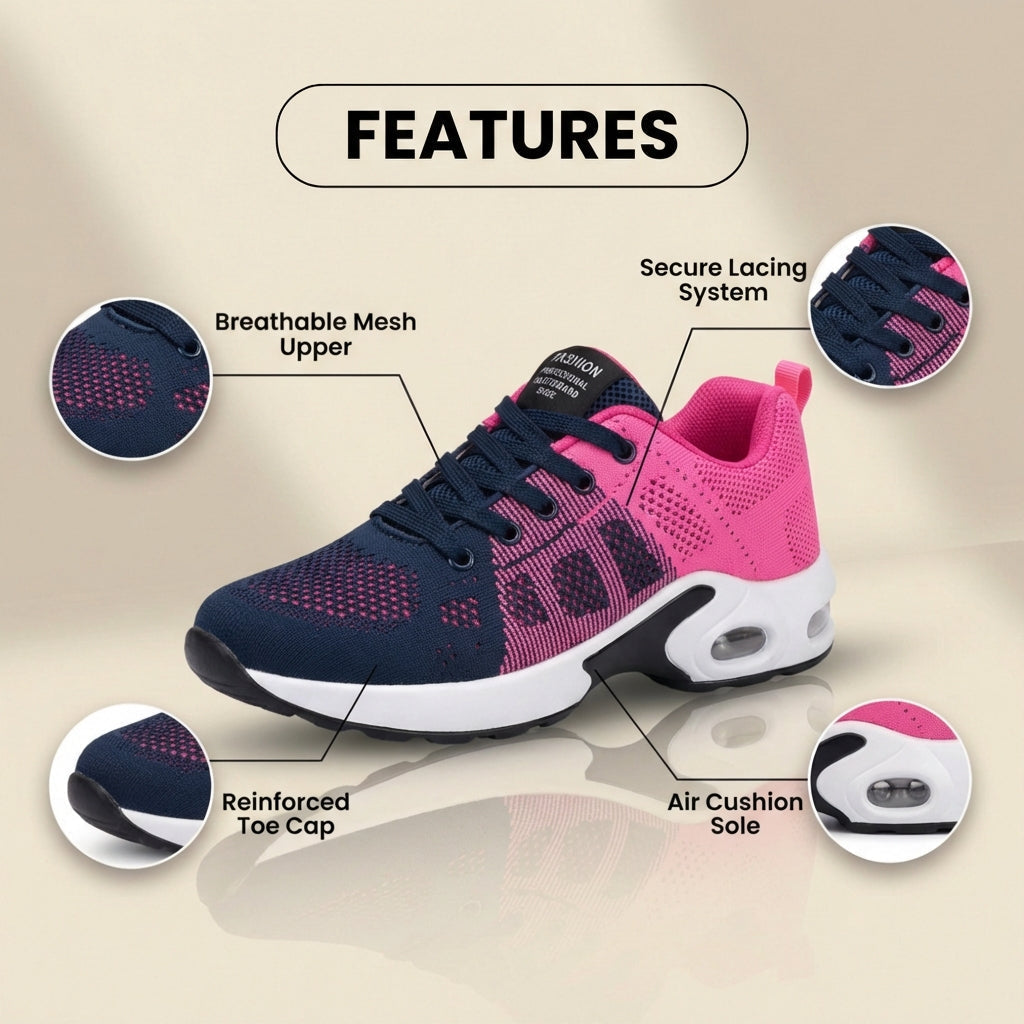 Orthopädische Mesh-Athletic-Sneaker - Farbverlauf und Luftkissen-Sohle