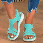 Orthopädische Strick-Plateau-Sandalen - ausgeschnittenes Design und Slingback-Riemen