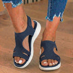 Orthopädische Strick-Plateau-Sandalen - ausgeschnittenes Design und Slingback-Riemen