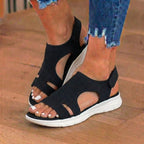 Orthopädische Strick-Plateau-Sandalen - ausgeschnittenes Design und Slingback-Riemen