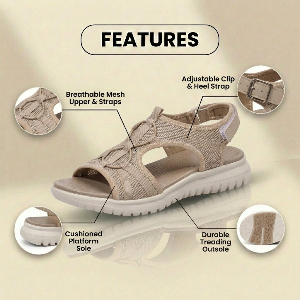 Orthopädische Mesh-Sport-Sandalen - Schnallenverschluss und Profilsohle