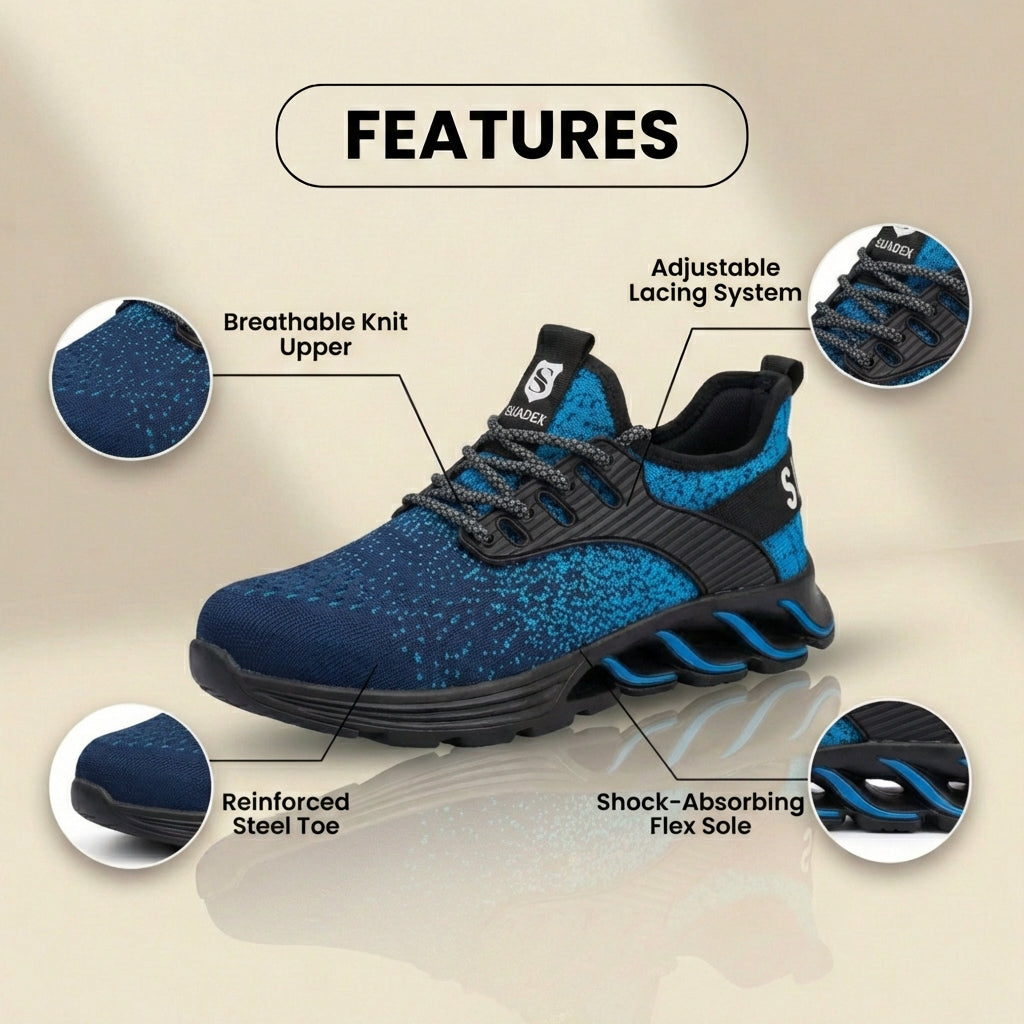 Orthopädische Strick-Sicherheits-Sneaker - Stahlkappe und Blade-Sohlen-Schutz