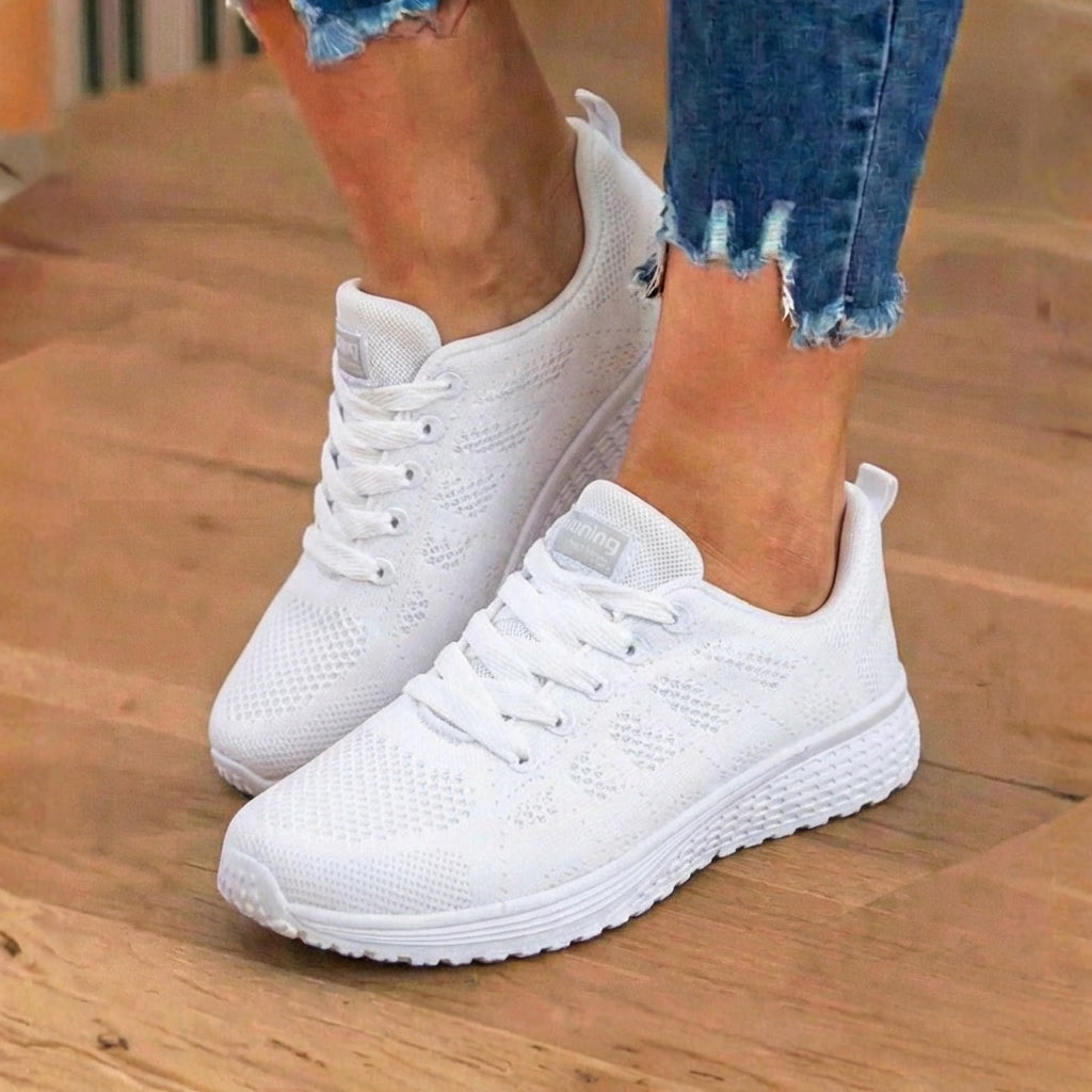 Orthopädische Mesh-Lauf-Sneaker - atmungsaktives Strickmuster und Kontrastbesatz