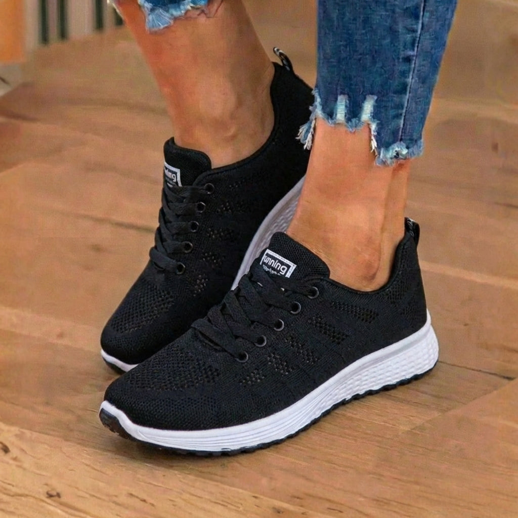Orthopädische Mesh-Lauf-Sneaker - atmungsaktives Strickmuster und Kontrastbesatz